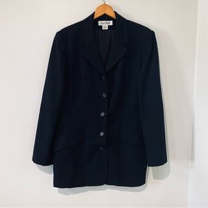 Enrico Fratelli Black Wool Button Front Blazer Sz 12
